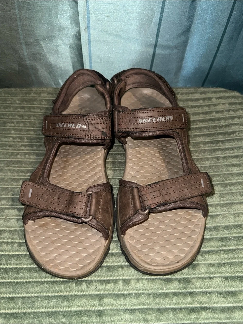 Skechers Men’s Brown and Tan Dual-Strap Outdoor Sandals